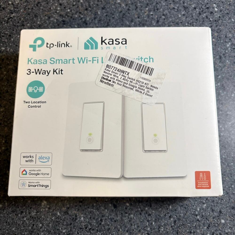 Kasa HS210 3-Way Smart Switch Kit WiFi Alexa Google No Hub 2-Pack White
